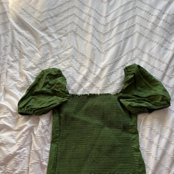 Reformation Bubble Sleeve Top, Forest Green - Picture 2 of 4